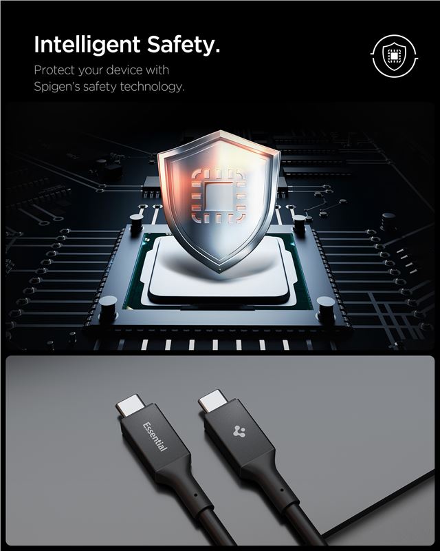 Cablu Spigen Essential USB C la USB C 100W, 2m, negru (iPhone 17 Pro Max, ACA09460) by www.silkase.ro
